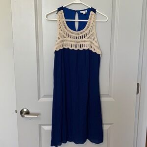 Charming Charlie Womens S Navy Dress with Crochet Neckline